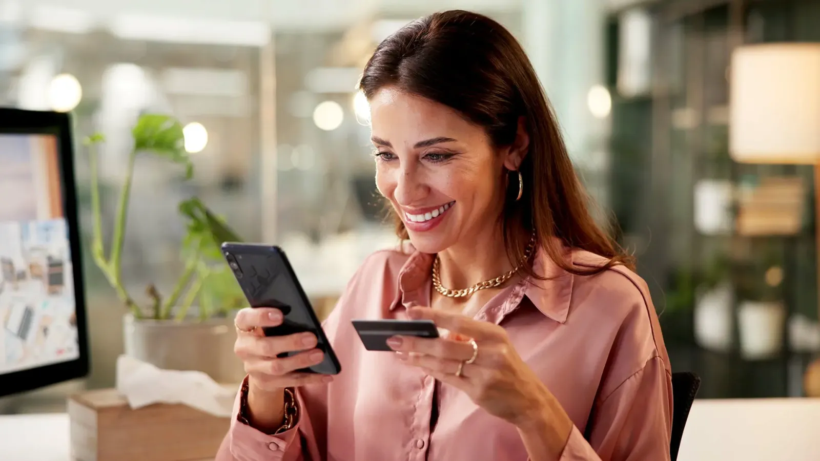 woman with debit card